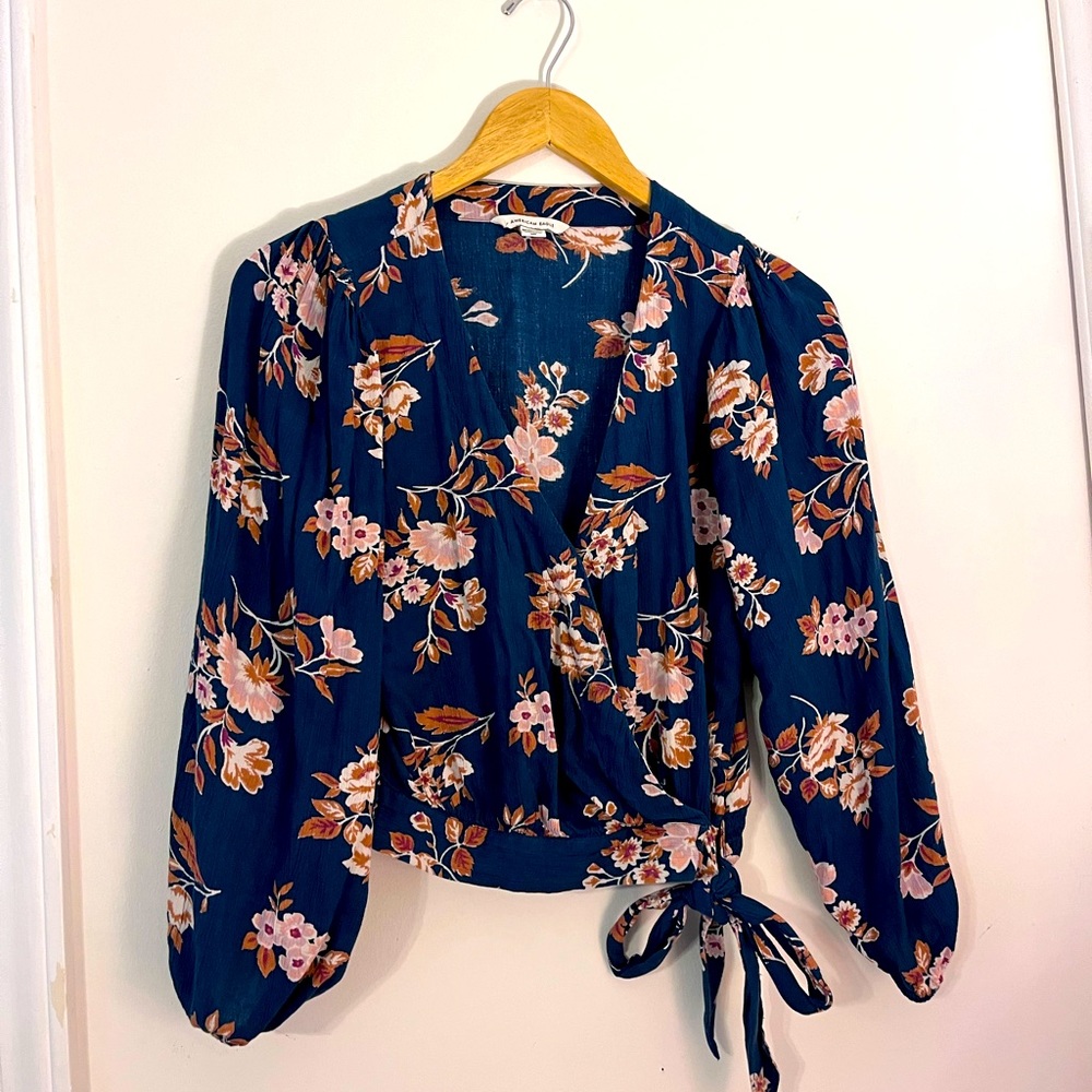 American Eagle V-Neck, Deep Blue Blouse